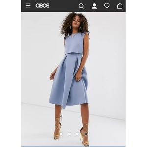 ASOS Tall fold back crop top midi dress